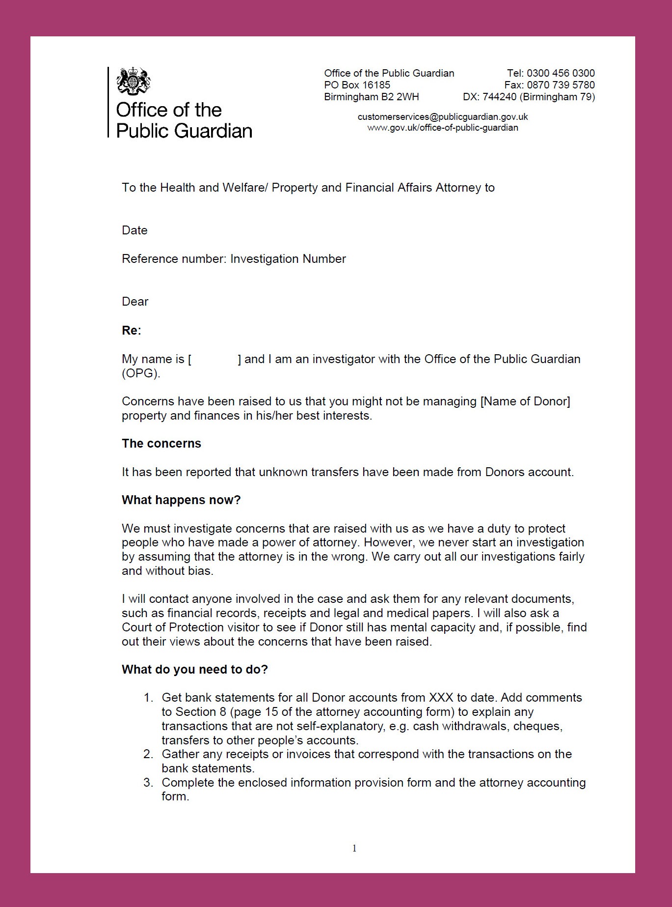 Have you received a letter from the Office of the Public Guardian?